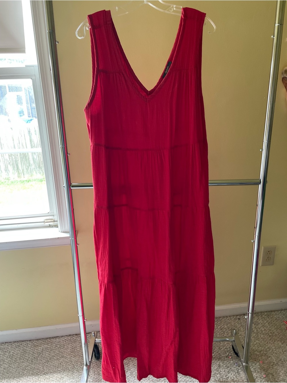 Quince Red V-Neck Sleeveless Maxi Dress - Picture 2 of 5